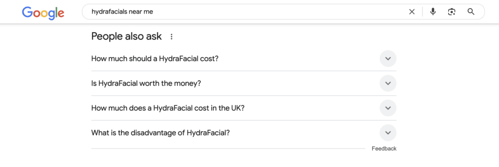 aesthetics clinic seo keywords
