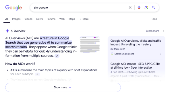 what are google AIOs