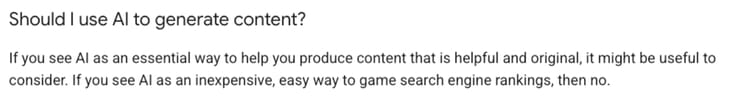 what does Google say about using AI content