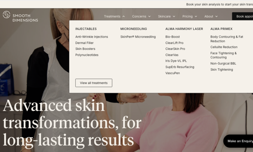 medical aesthetics website architecture